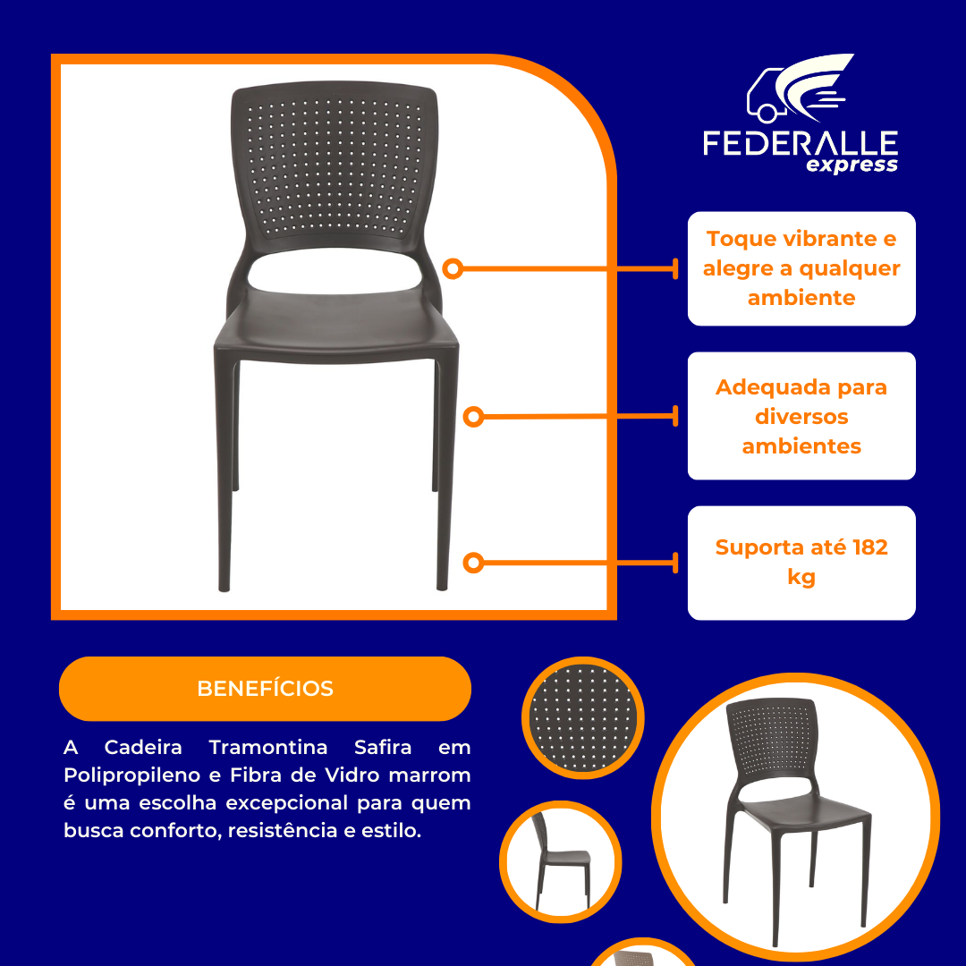 Cadeira Safira Marrom Tramontina de Jantar Polipropileno