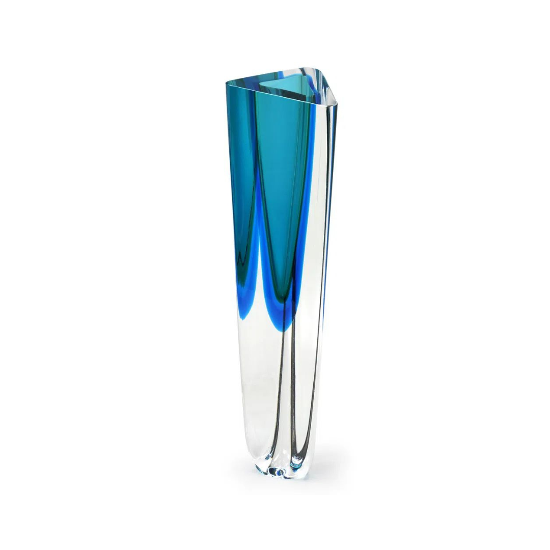 Cristal Murano Vaso Triangular 1 BIC N°3-T 8164 Cadoro Azul