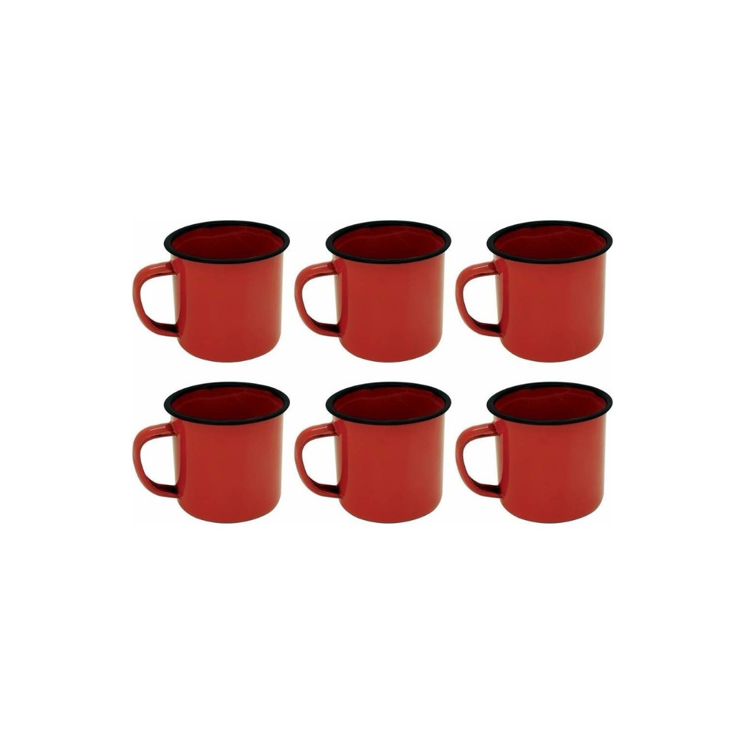 Jogo de 6 Canecas Esmaltadas Tradicional 5cm Vermelho Yangzi
