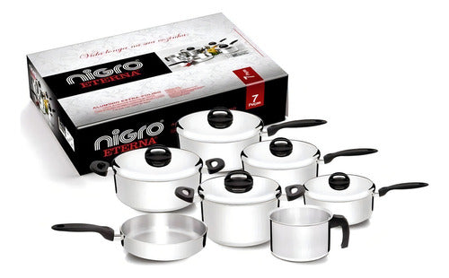 Conjunto Jogo de Panelas Nigro Eterna 7 Peças Polido