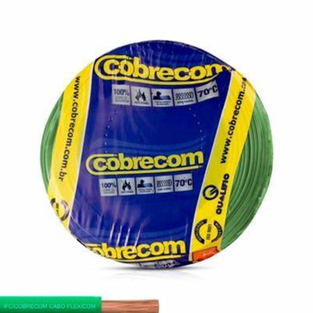 Cabo Flexicom 4,0 mm Verde Rolo de 8 metros - Cobrecom