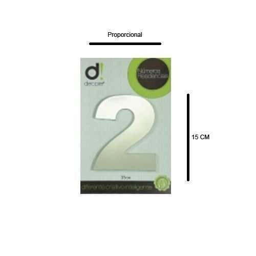 Número 2 de Acrílico Espelhado 15cm Decore