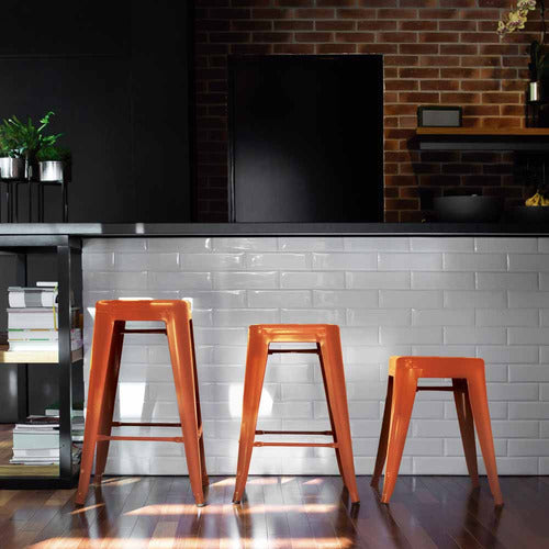 Banqueta Industrial Large Laranja 009442 Mor