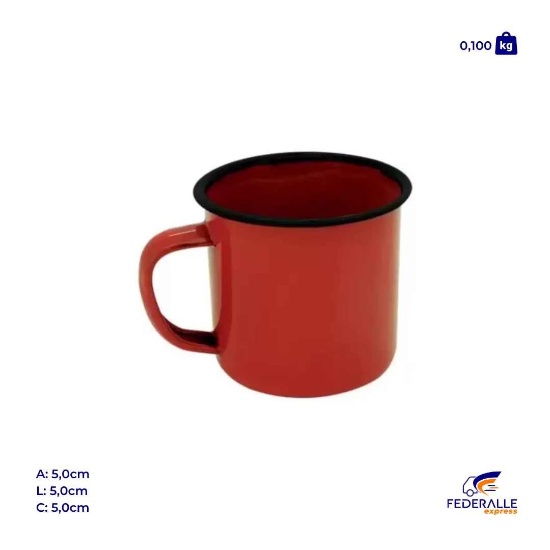 Caneca Esmaltada Tradicional 5cm Vermelho Yangzi