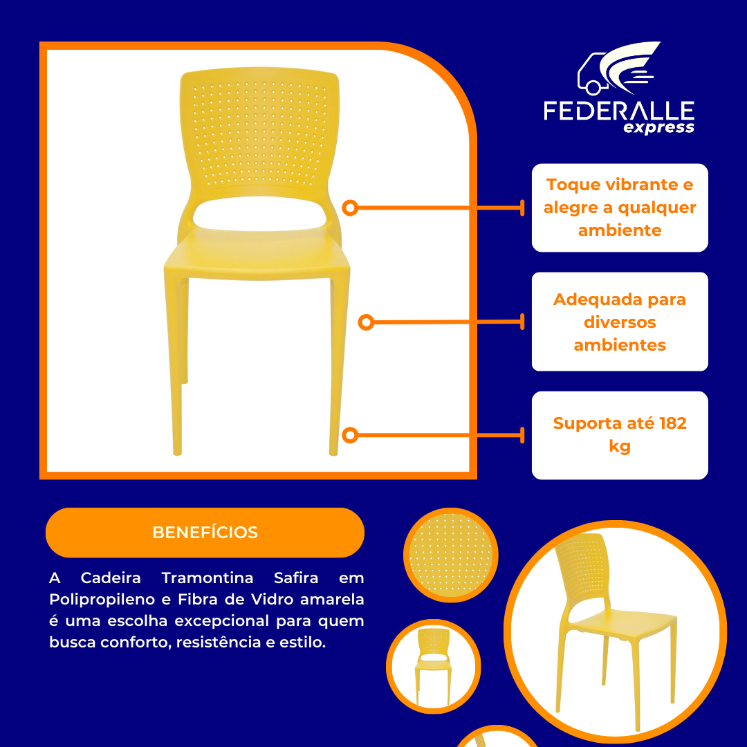 Cadeira Safira Amarela Tramontina Polipropileno