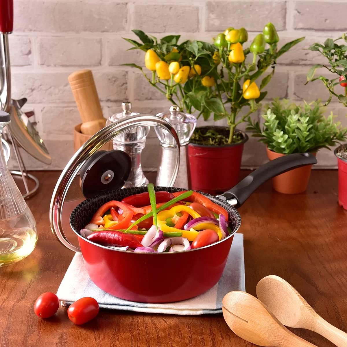 Jogo de Panelas 4 Peças Antiaderente Multiflon Vermelho