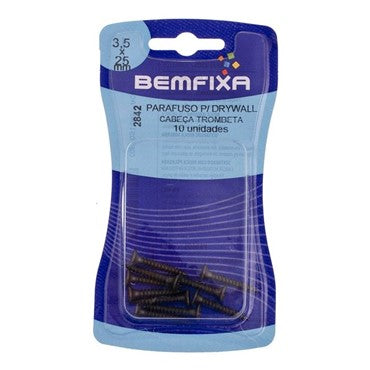 Parafuso para Drywall 3,5 x 25mm Cabeça Trombeta 10pçs - Bemfixa