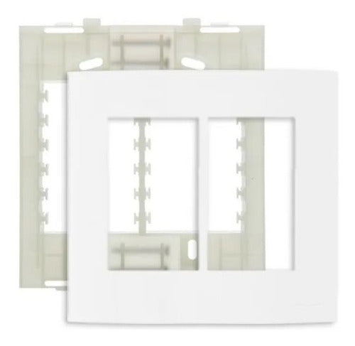 Conjunto Placa 4 x 4 6P Horizontais Branco + Suporte - Margirius Sleek