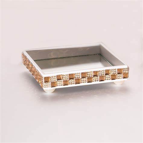 Bandeja MDF com Pedraria Dourada Tamanho P