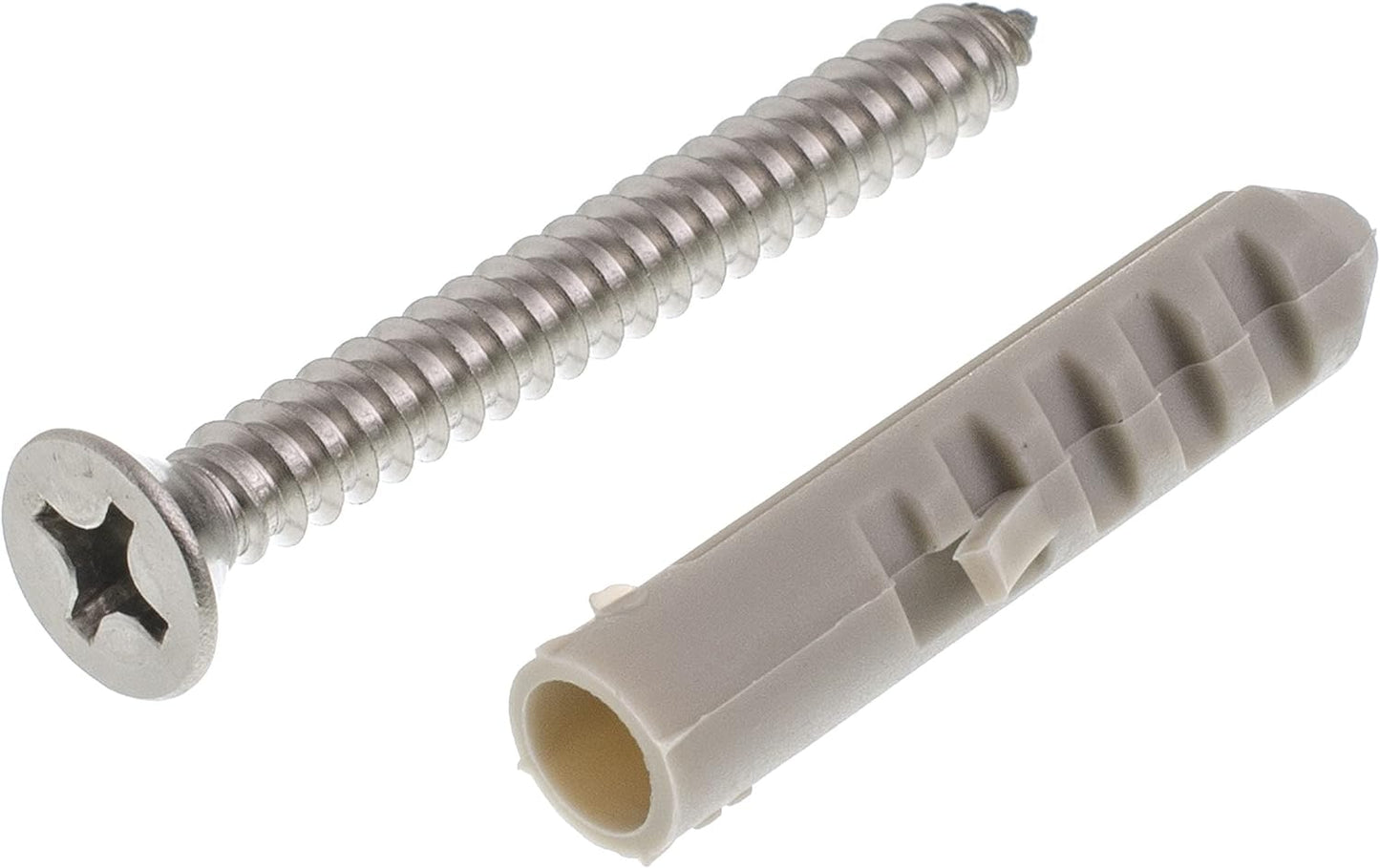 Parafuso Inox Fenda Cabeça Chata com Bucha 8 mm Bemfixa 5pçs