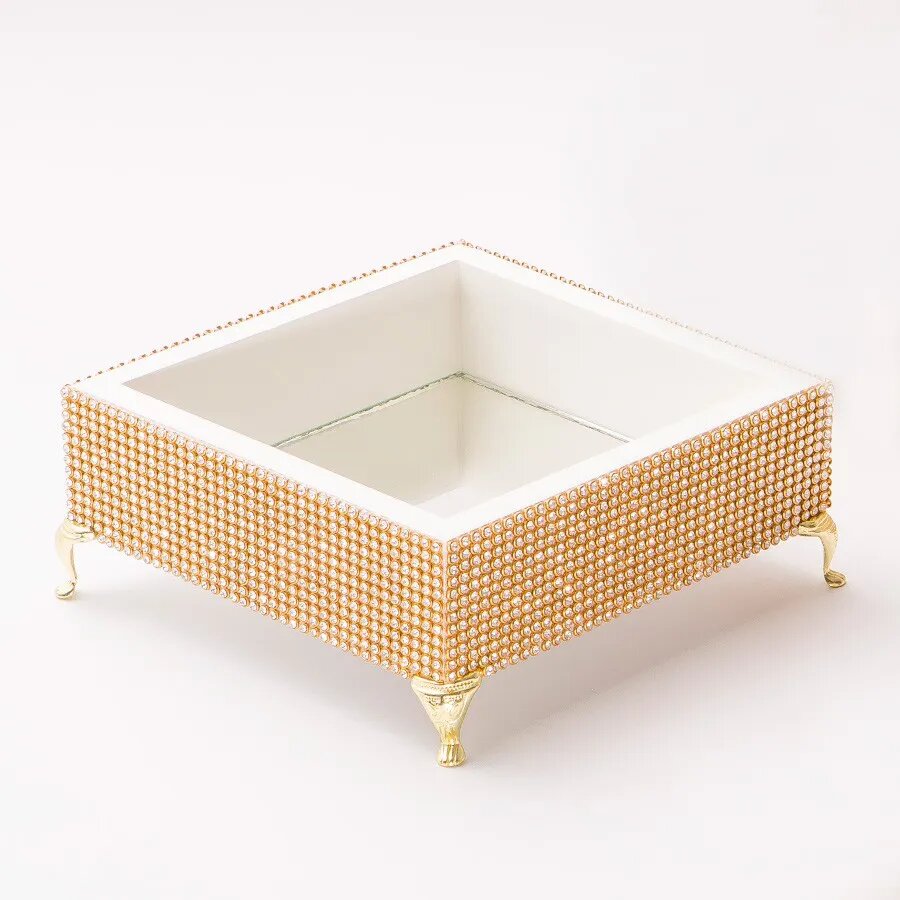 Bandeja MDF com Strass Dourado