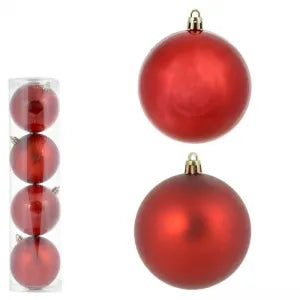 Bola de Natal Mista Perolada c/4 Peças Vermelho 8cm Florarte
