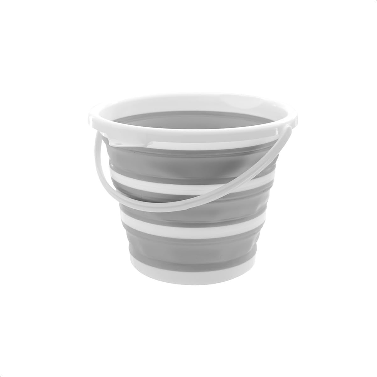 Balde Retrátil 10L Dobrável com Alça Branco/Cinza Powermaid