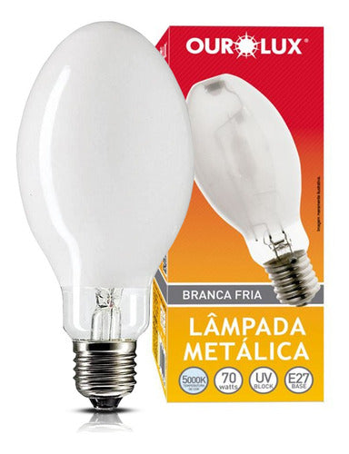 Lâmpada de Vapor Metálico Ovoide 70w E-27 5000K Ourolux