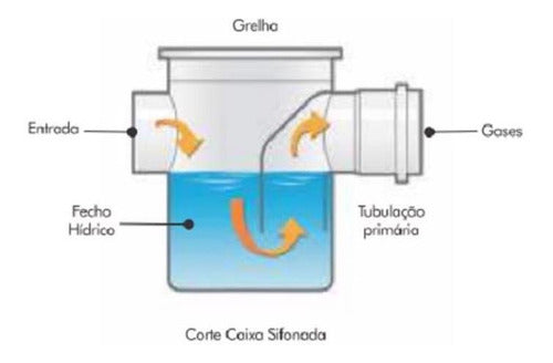 Caixa Sifonada Anti Odor Ralos Branca Quadrada Fortlev 150x185x75mm