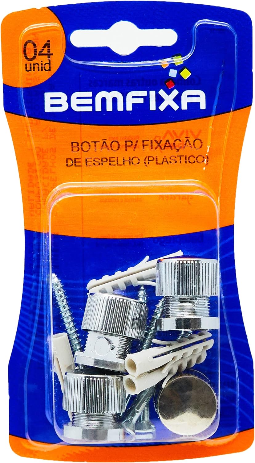 Botão Frances Para Espelho Plastico Cromado - Bemfixa