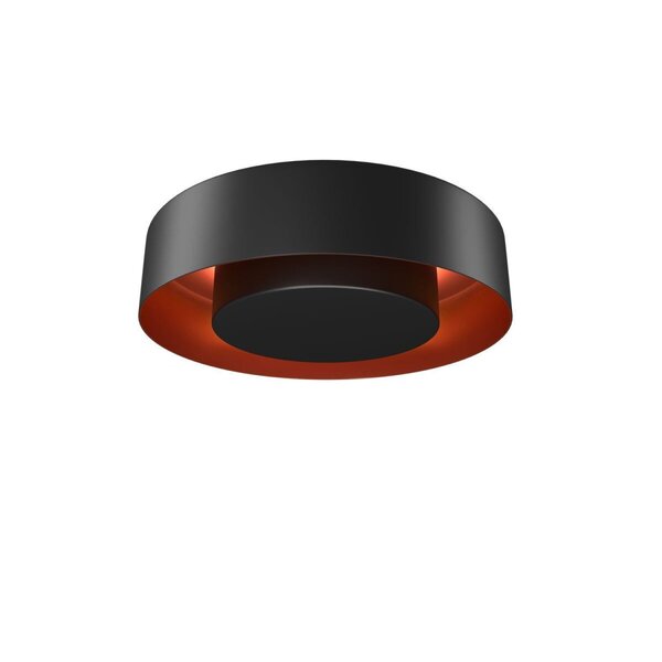 Plafon Bottom 32cm 2 Lâmpadas E27 Preto/Cobre - Orluce