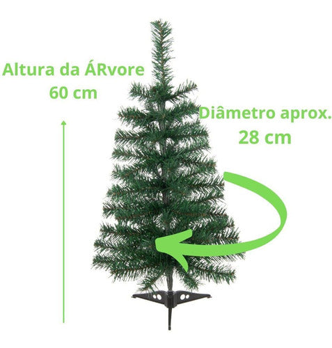 Árvore de Natal 60cm com Base Plástica Verde Florarte