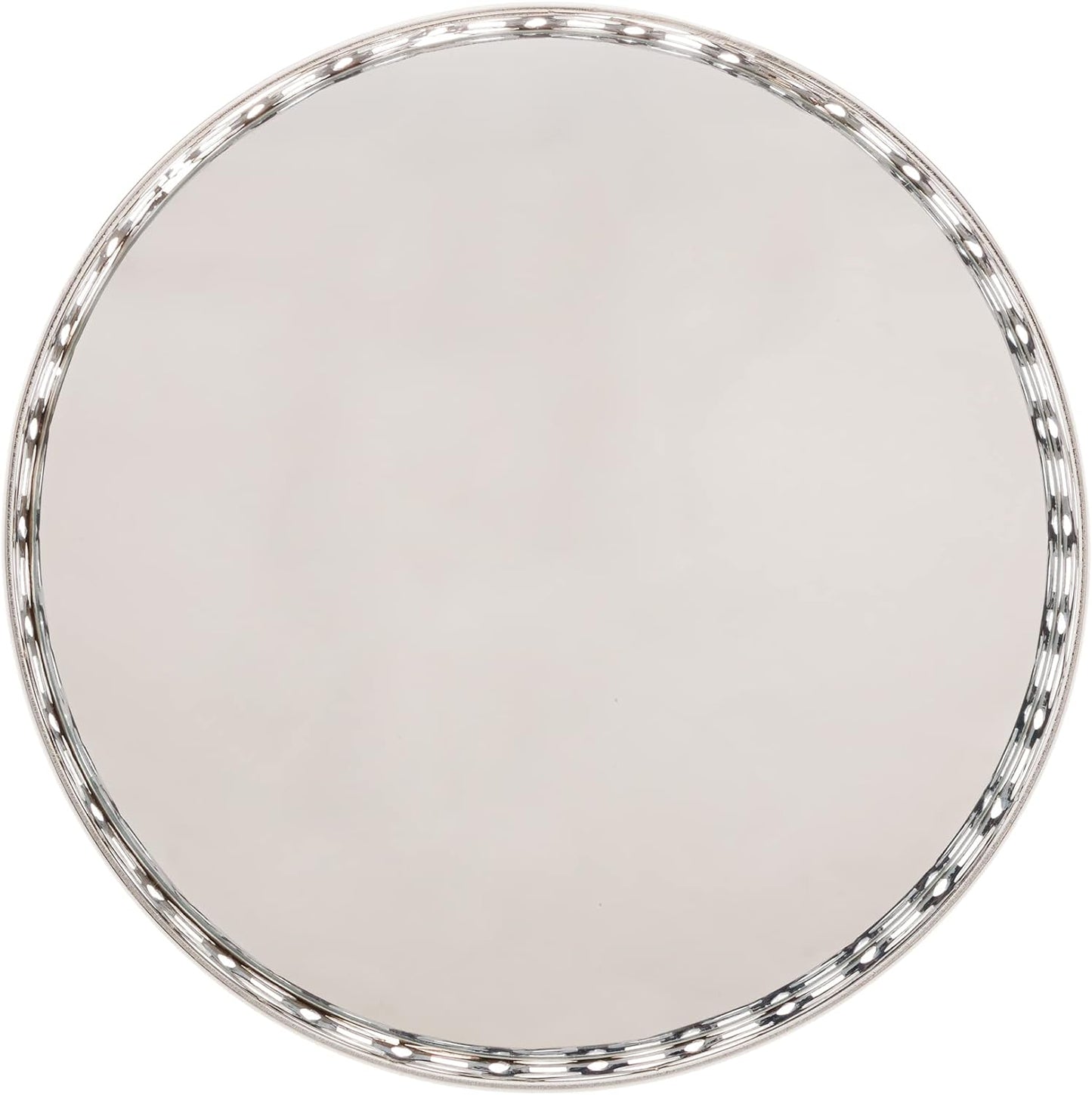 Bandeja Metal com Espelho Singapura Prateada 20x4cm Lyor