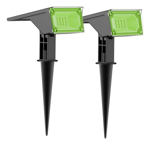 Conjunto 2 Espetos Spot Solar 10LM Luz Verde Ecoforce