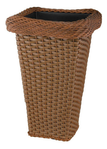 Vaso Quadrado Trançado C/Fibra Sintética G Café - Arte Paiol