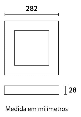 Painel Led Sobrepor Quadrado 283mm 24W 3.000K Blumenau