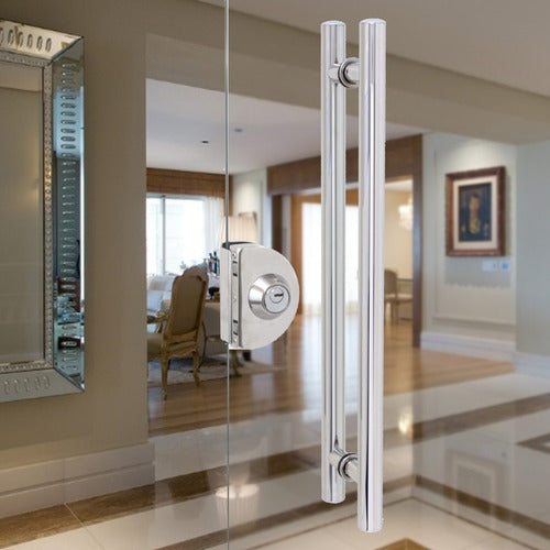 Puxador Duplo 750mm Inox Polido Porta Correr Pivotante Geris