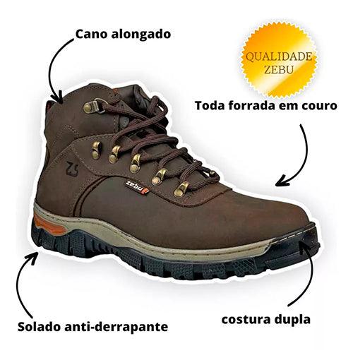 Botina Texana Zebu Original Marrom Mustang Graxo - Federalle Express