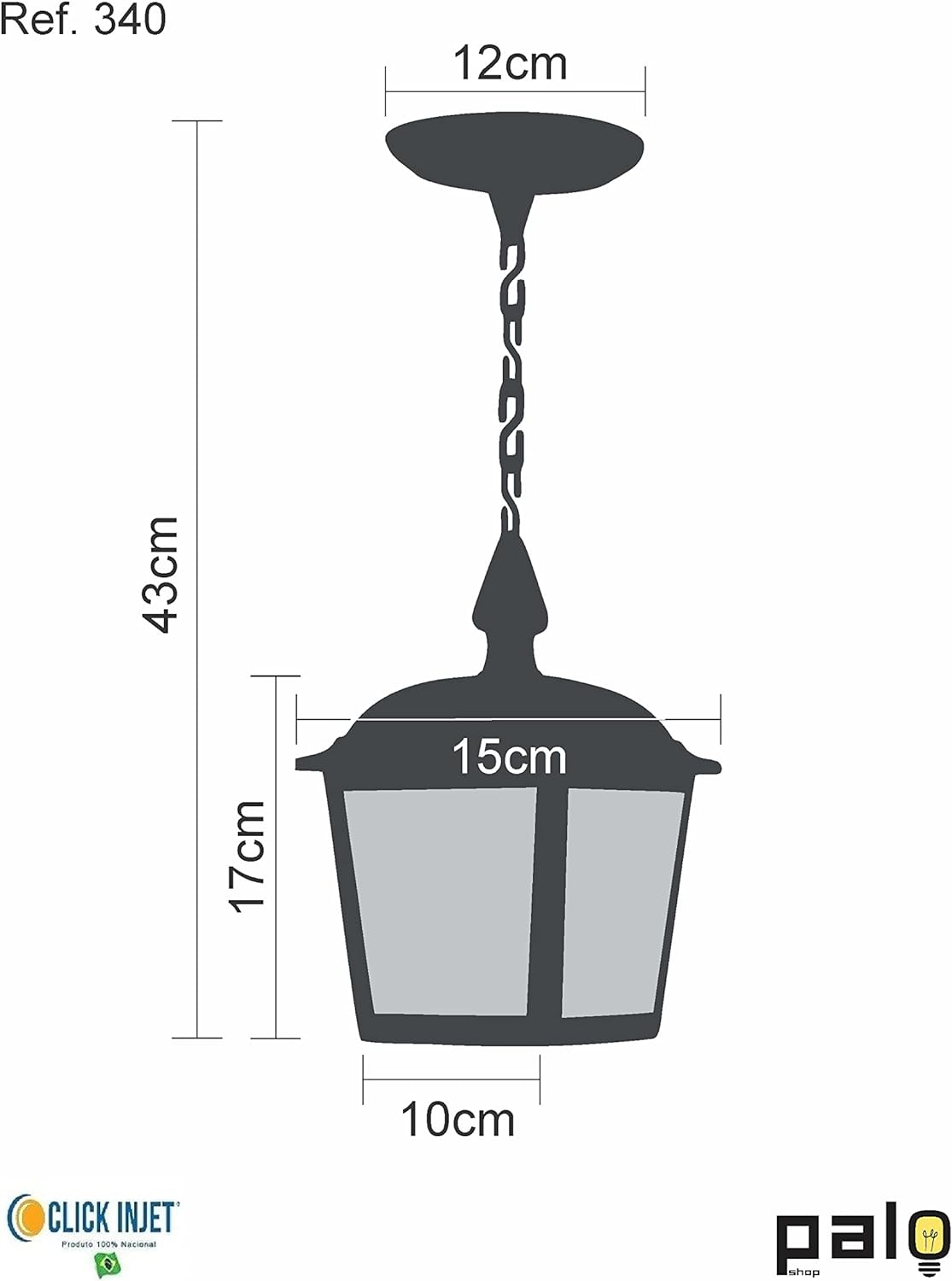 Pendente Luminária Clássico Preto 340 Click Injet