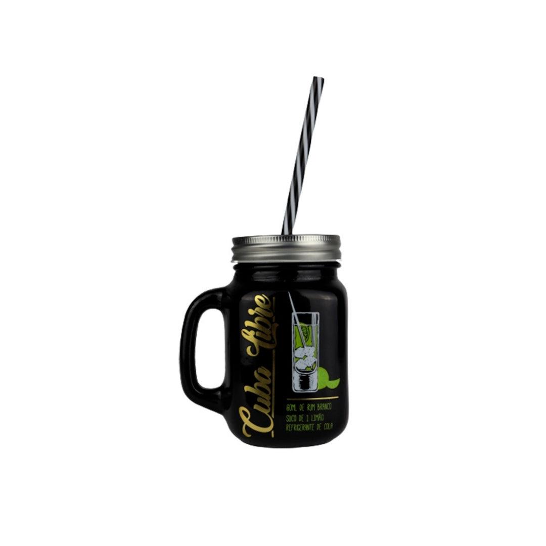 Caneca Jarrinha de Vidro 500ml c/ Tampa vintage para drinks - Federalle Express