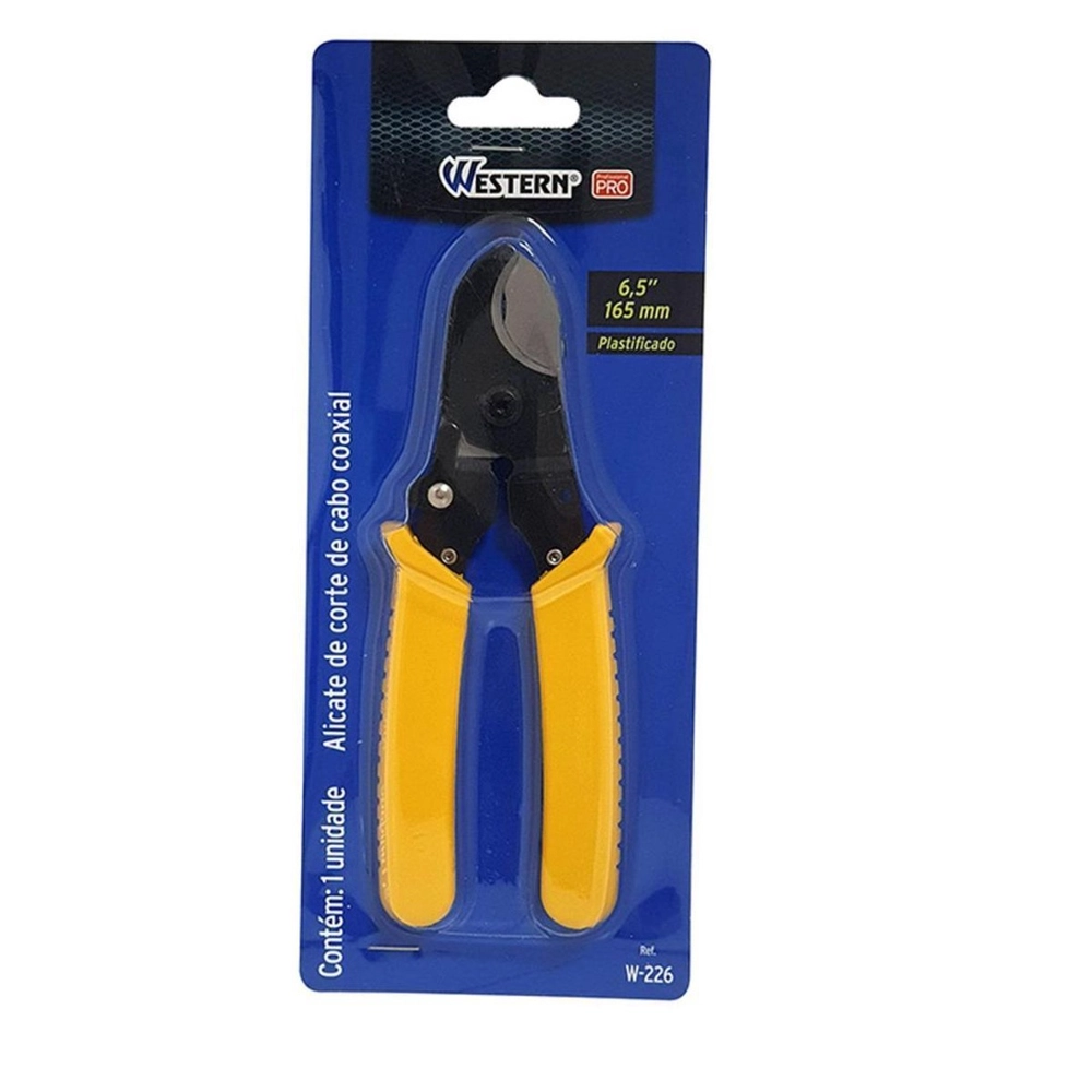 Alicate Corte Cabo Coaxial Descascador Western W-326 Amarelo