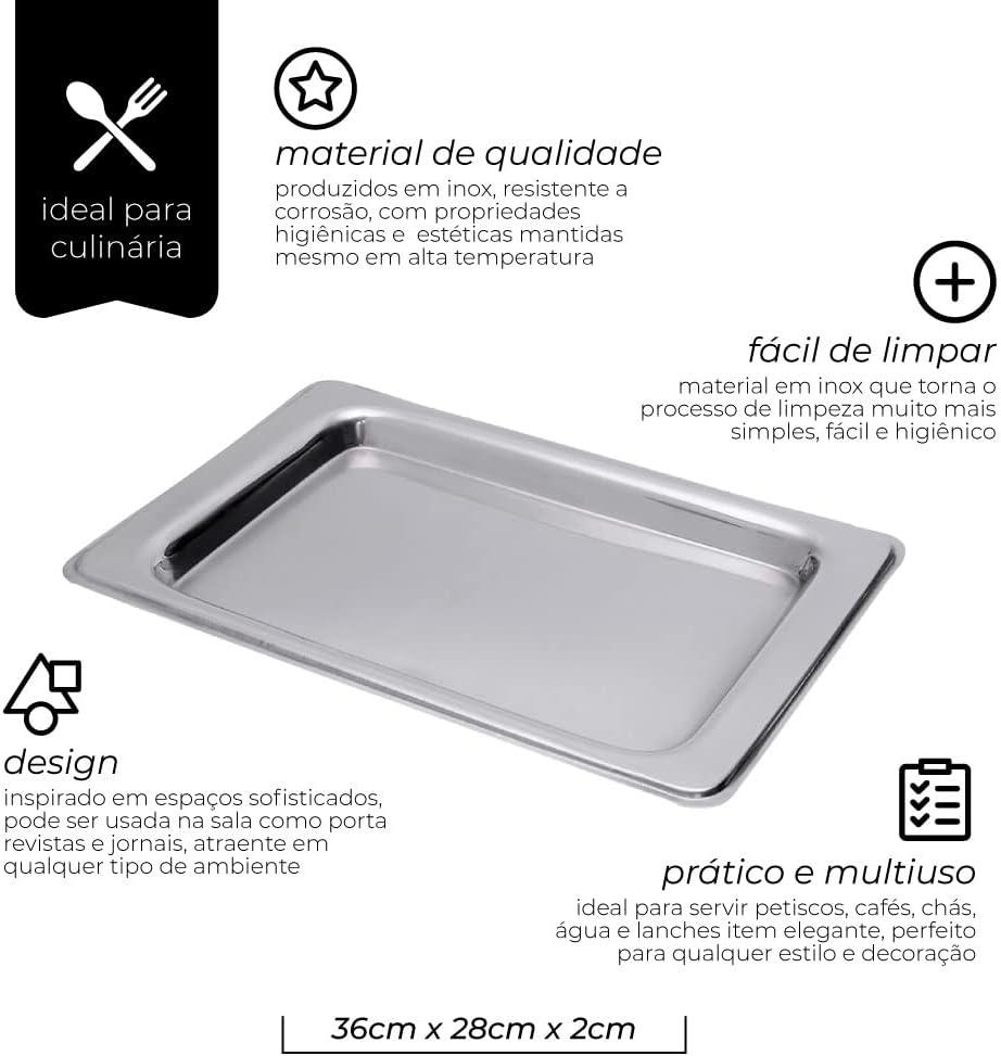 Bandeja Retangular Aço Inox Mimo Style 35cm para Servir - Federalle Express