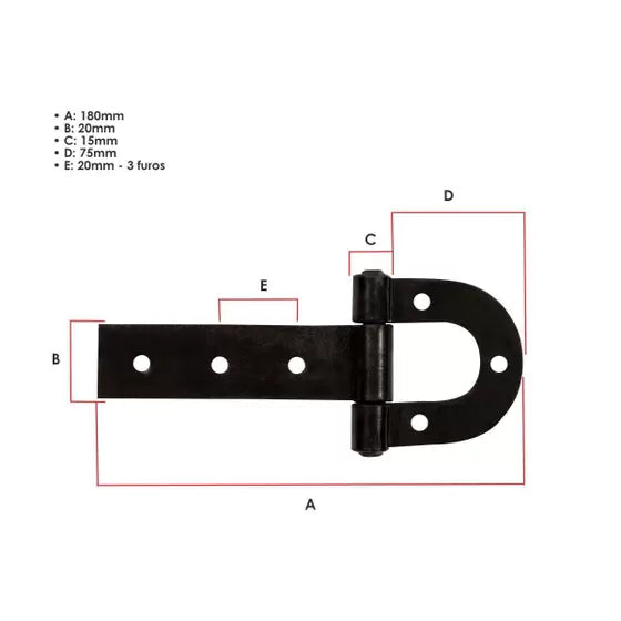 Dobradiça porteira c009 Ouro de Minas Nº1