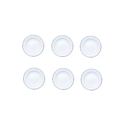 Jogo de 12 Pratos Fundo Rústico Esmaltado Branco Yangzi 22cm