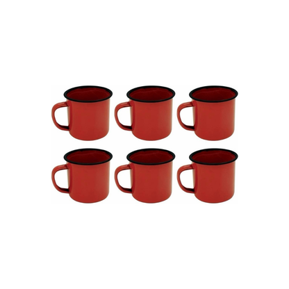 Jogo de 6 Canecas Esmaltadas Tradicional 5cm Vermelho Yangzi