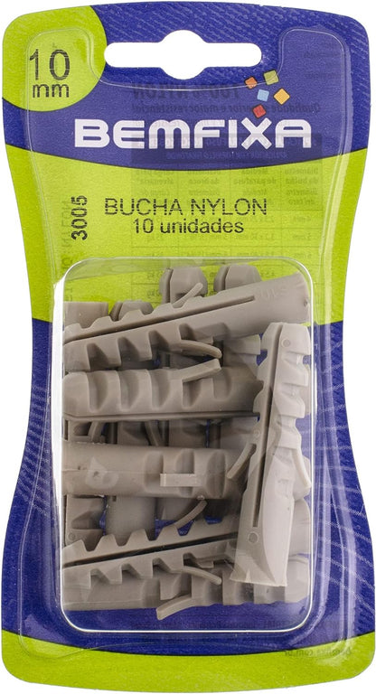 Bucha Nylon 10mm Cartela Com 20 unidades -Bemfixa
