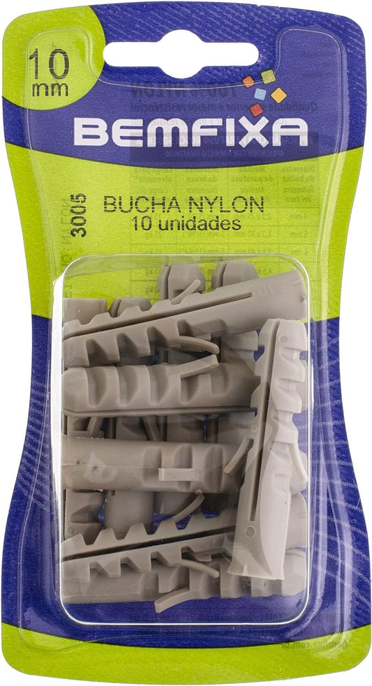 Bucha Nylon 10mm Cartela Com 20 unidades -Bemfixa