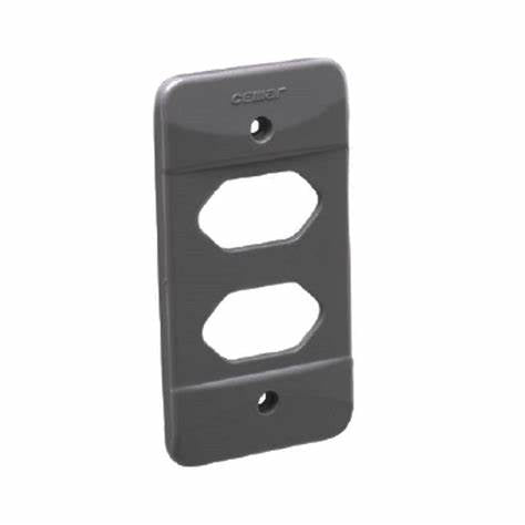 Tampa PVC Cinza Escuro 1 2 Tomadas NBR14136 914415 Cemar