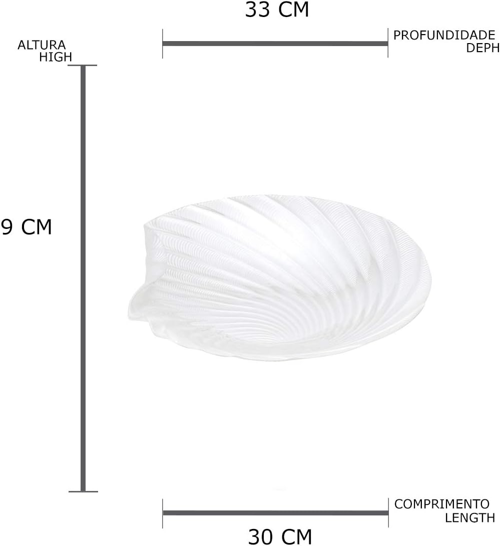 Centro de Mesa de Vidro Concha Perolada Lyor Pérola 33cm