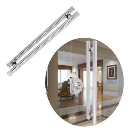 Puxador Duplo 750mm Inox Polido Porta Correr Pivotante Geris