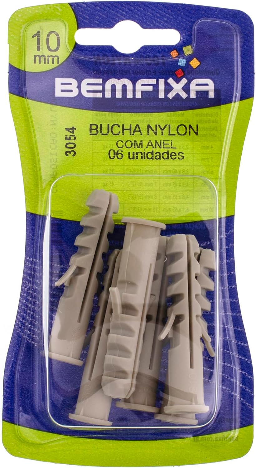 Bucha com Anel 10 mm 6 unidades Nylon