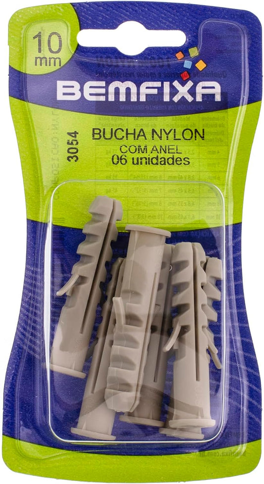 Bucha com Anel 10 mm 6 unidades Nylon