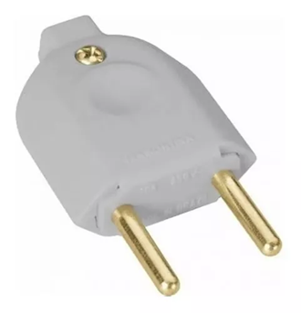 Plugue Macho 2 Pólos 10A Padrão Cinza - Alumbra