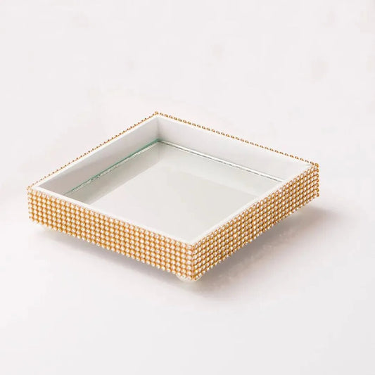 Bandeja MDF com Strass Dourado
