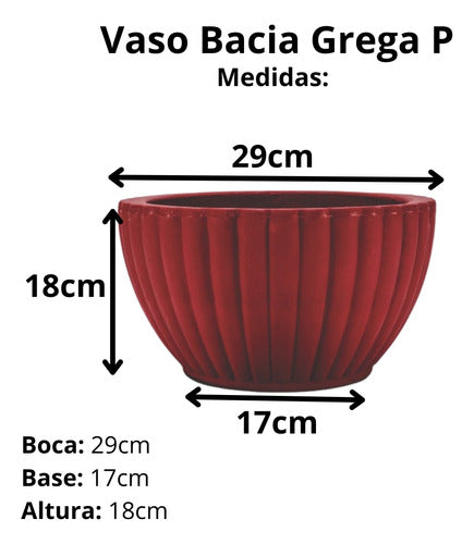 Vaso de Planta Bacia Grega P Vermelho 29-8 Arte Paiol