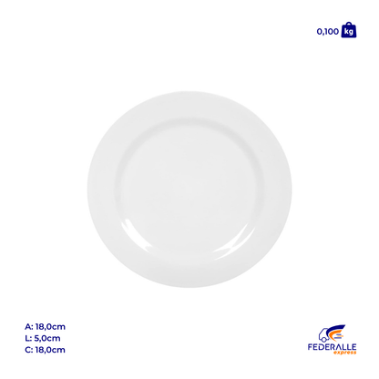 Prato de Sobremesa Melamine Branca 18cm Yangzi