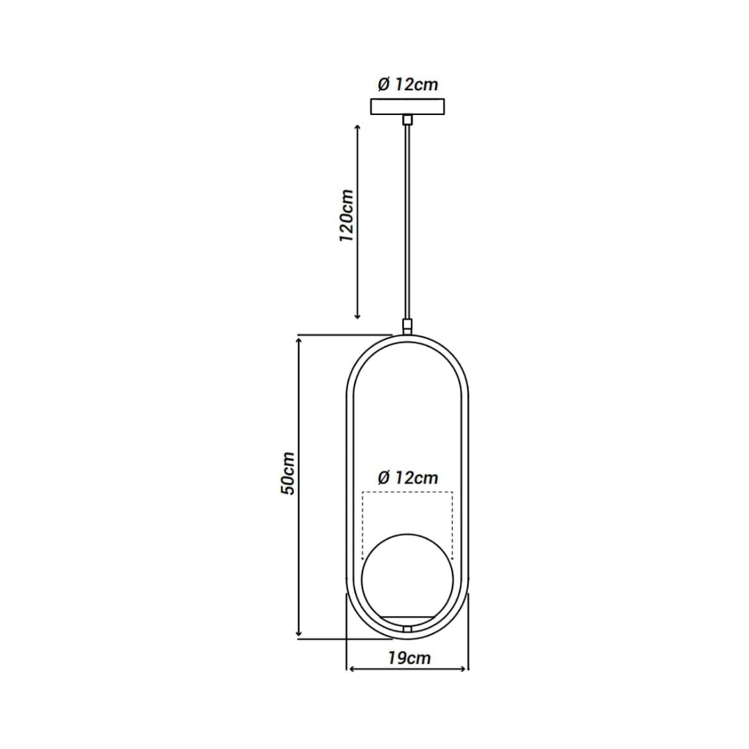 PEND GLOBE IV 1XG9 OPALINO  DOURADO  ORLUCE