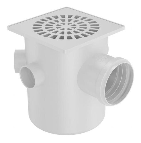 Caixa Sifonada Anti Odor Ralos Branca Quadrada Fortlev 150x185x75mm