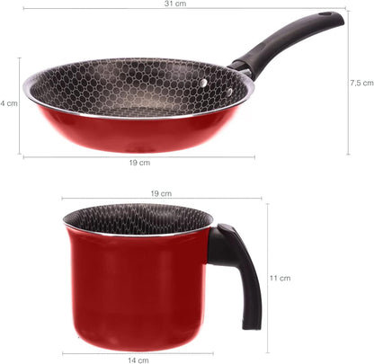 Jogo de Panelas 4 Peças Antiaderente Multiflon Vermelho