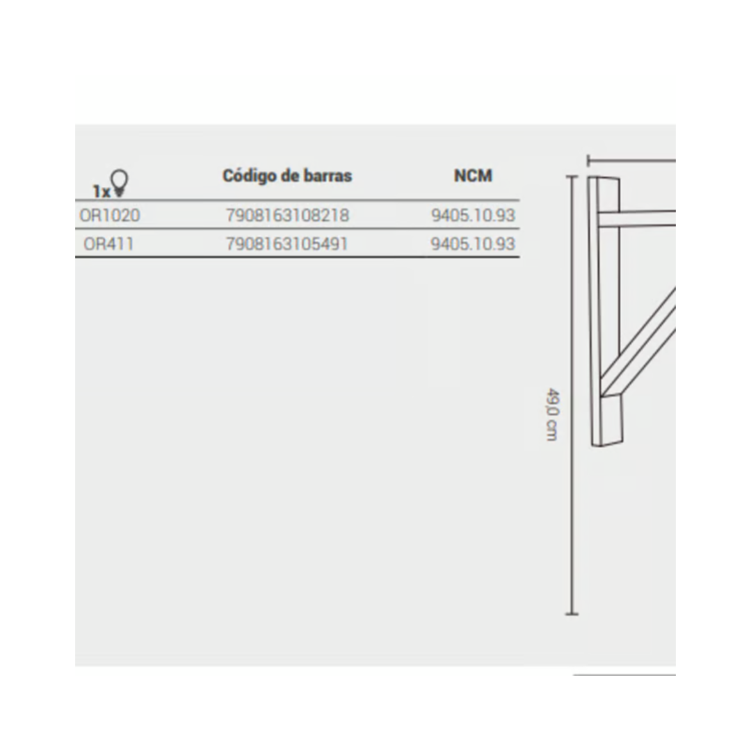 Arandela Piatto E27 Transparente OR1020 Orluce